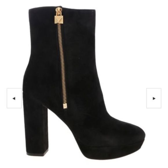 Michael Kors Platform Black Suede Ankle Boots Sz 9.5M - Picture 2 of 6